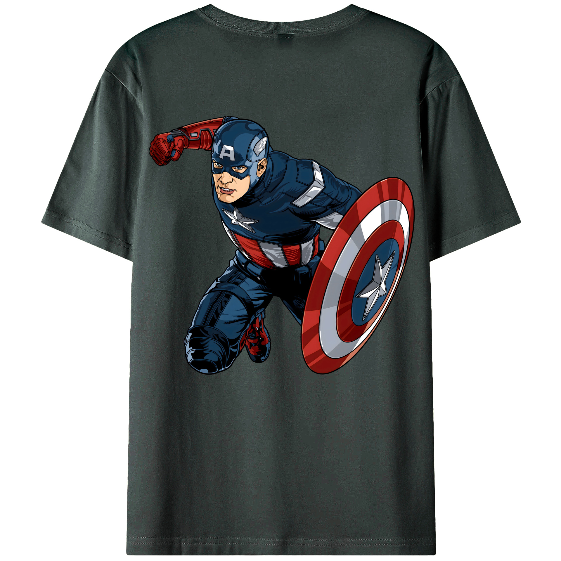 （画像用） アベンジャーズ The Avengers 綿100％ メンズ半袖Tシャツ（バックプリント） 通気性